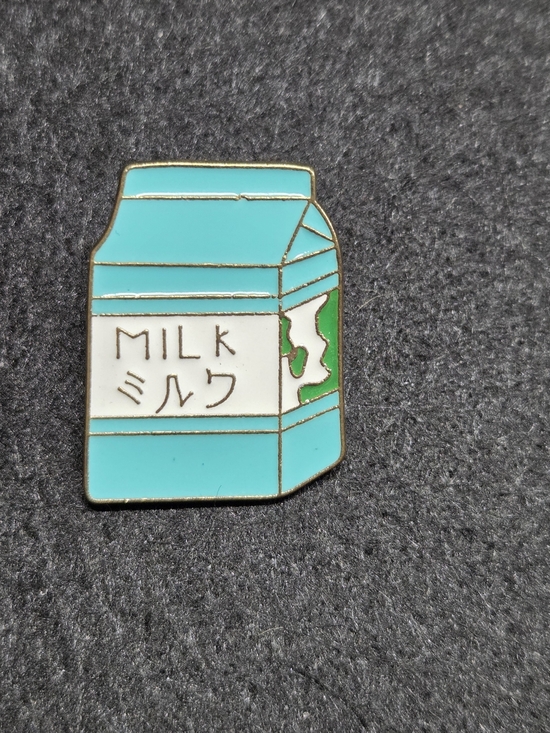 Accessories - **Turquoise Milk Carton Enamel Pin**